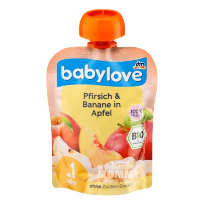 Babylove German Organic Apple Peach Banana Puree Sucking over 1 year old 90g