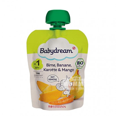 Babydream German Organic Pear Banana Carrot Mango Mixed Puree Sucking*10