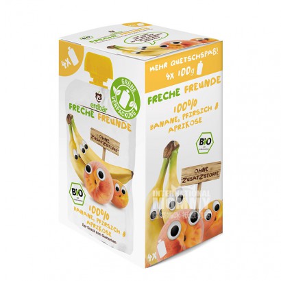 Erdbar German Organic Banana Peach and Apricot Sucking 4*100g