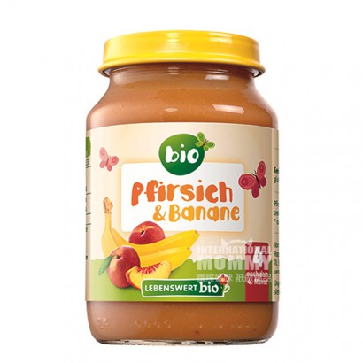 [4 pieces]LEBENSWERT German Organic Peach Banana Fruit Puree over 4 months old