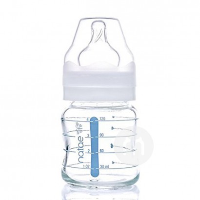 Natae French wide mouth silicone teat glass bottle 120ml 0-6 months