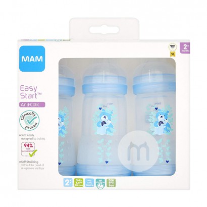 MAM Austria anti flatulence wide mouth plastic milk bottle 260ml three pack