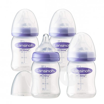 Lansinoh USA wide bore anti flatulence PP milk bottle with four pieces of 160ml for more than 1 month