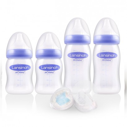 Lansinoh US PP bottle 160ml / 240ml + disposable anti overflow pad 6-Piece set