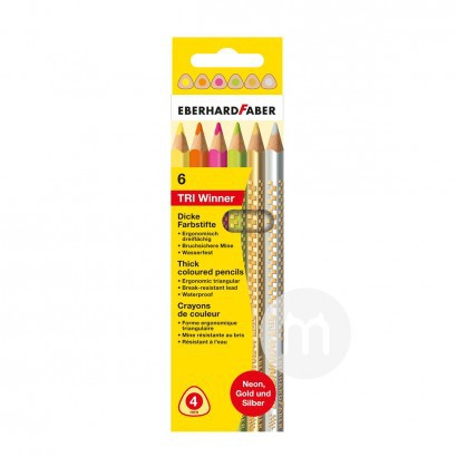 EBERHARD FABER German Children's Triangle Colored Pencils 6 Pack Overseas Local Original