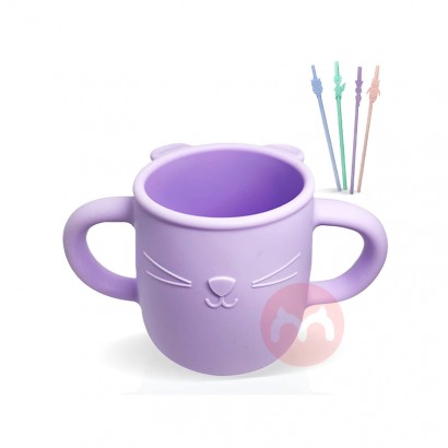 Brunoko Spain Brunoko Baby Learning Cup + Silicone Straw Purple Original Overseas Local Edition