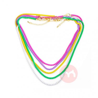 LXY Necklace Accessories Boho Style Candy Color Necklace Clavicle Chain Short Multicolor Plain Chain Women