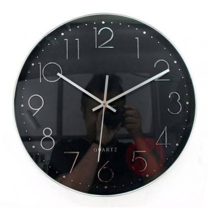 Modern decorative plastic highlight Silver Frame Creative Elegance buy Online Wall Clock Round 12 inch