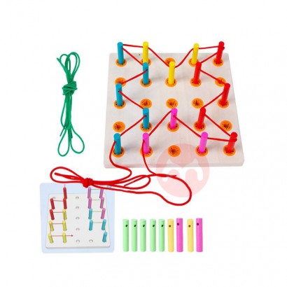 New design wooden lacing toy sticks puzzle threading board