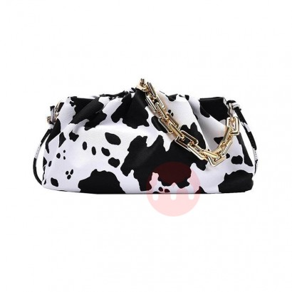 OEM Women Fashion Cows Zebra Pattern Printing PU Chain Leather Handbags Lady Pleated Bag Women Shoulder Messenger Bags