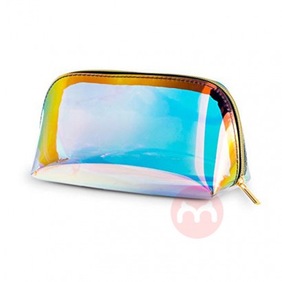 Custom Logo clear transparent holographic makeup bag make up pouch pvc cosmetic bags for women