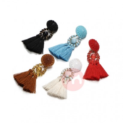 OEM Long Drop Dangle Fringe Earrings Vintage Women Tassel Earrings 5 Colors Boho Statement Brand Jewelry