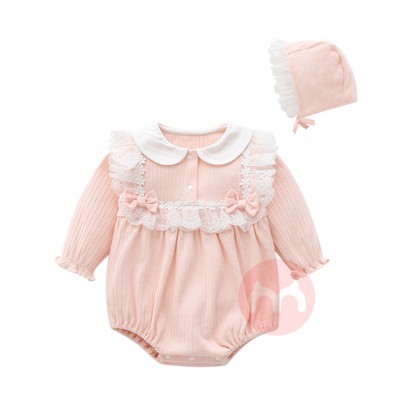 Wholesale romper jumpsuit long sleeve cotton girls clothing set Korean Princess style lace one piece rompers for baby gi