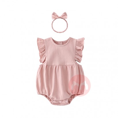 2022 baju baby summer Princess Style New Flying Sleeveless Baby Girls Cotton Clothes Rompers with Free Hairbands