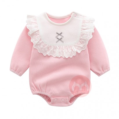 Korean Spring 0-12 Months Infant Clothing Cotton New Born Clothes for Baby Girl, Lace Baby Sweater Romper with Free Hat