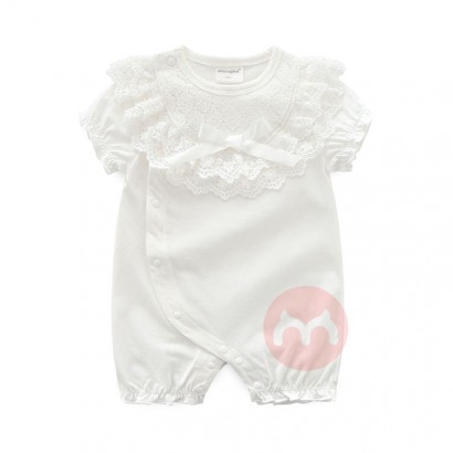 Hot sale summer 100% cotton soft lace princess baby girl romper newborn baby jumpsuit