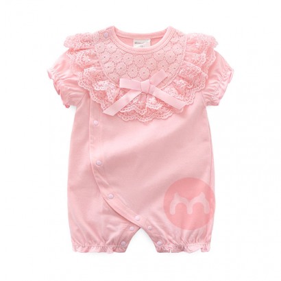 Hot sale summer 100% cotton soft lace princess baby girl romper newborn baby jumpsuit