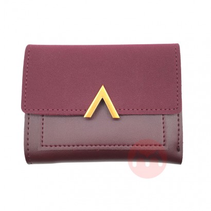 Female Short Wallet Trend Folding Personality V-Letter Cute Decorative Card Bag Leather Ladies Wallet