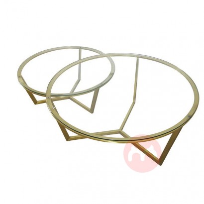 Oval Shape room coffee table living room coffee table tempered glass furniture Golden Stainless steel coffee table