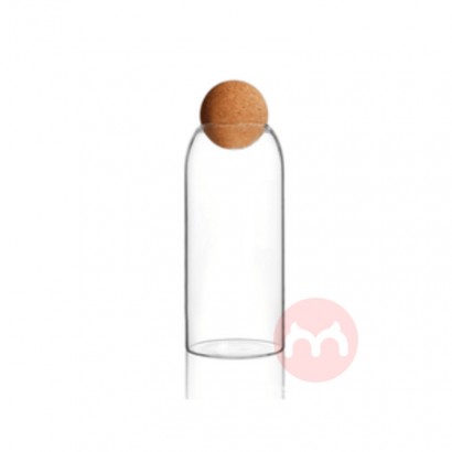 PH Glass Food Storage Canister with Ball Cork Lid(50oz / 1500ml) Clear Tall Spaghetti Container with Round Cork Stopper 