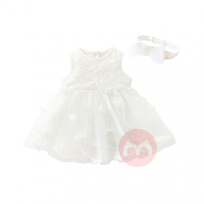 Princess Newborn Baby Girl Dress with Bowknot Hairband Infant Toddler Party Dress 0-12 Months Kids Baby Clothes Set Clot