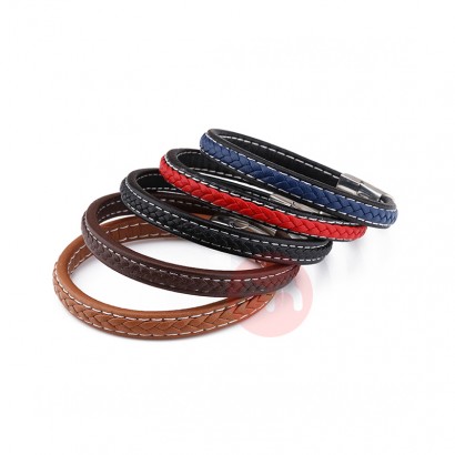 ZG Fashion Jewelry Leather bracelet with Stainless Steel Buckle bracelets Punk Gift Charm Bracelet For Men 