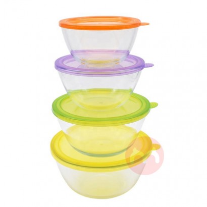 shenglongyuan 4 piece high borosilicate Kitchen  Tabletop dinnerware glass salad bowl set with PP lid