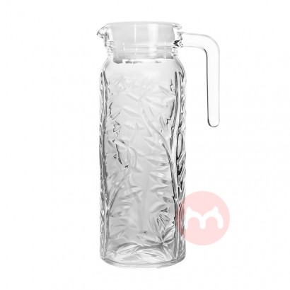  household Amazon Hot Selling kitchen  Tabletop Glassware Leaf Pattern Beverage Pitcher Water Pitcher