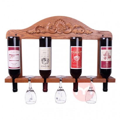 Ankun Custom Kitchen Tabletop 4-bottle DIY 2-layer Wooden Wine Rack Holder