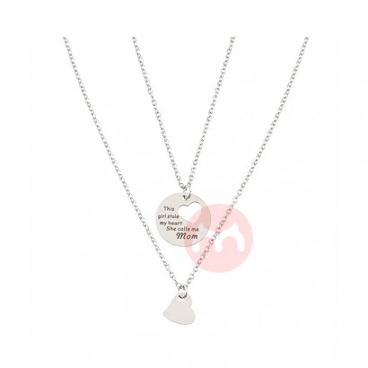 Helpushine Mother's Day Stainless Steel Necklace Parent-Child Necklace Set Heart Necklace with Card Jewelry