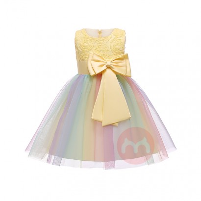 LZH Flower Girls Wedding Dress Kids Rainbow Birthday Party Princess Dresses Children's Costume 3-10 Year