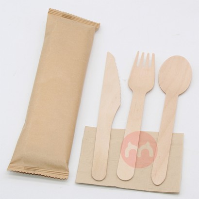 Anzhu Factory Produce Eco-Friendly Disposable Cutlery Wooden Knife Spoon and Fork Logo