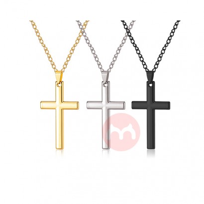 Simple cross pendant necklace temperament long necklace unisex sweater chain