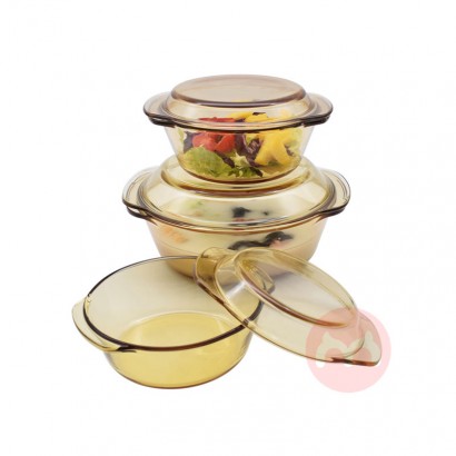 High borosilicate transparent glass casserole with glass cover