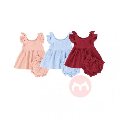 JINXI Cotton Baby Lace Bow Set