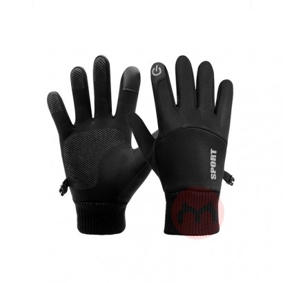 YIWU HAOHAO Men's winter warm matte waterproof wool lined driving gloves waterproof touch screen bicycle running gloves