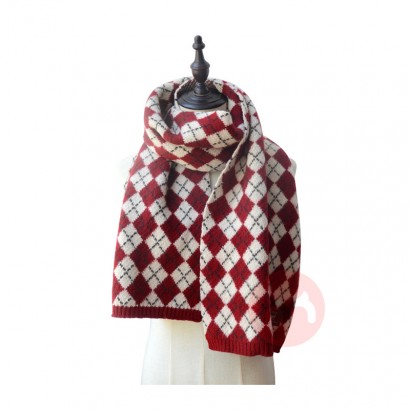 YIWU HAOHAO Winter women's clothing 35 * 175cm diamond pattern Plaid artificial cashmere wool soft and warm women's knit