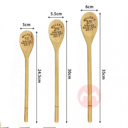 HISCOPE wooden kitchen utensils long handle engraved spoons mixing wood spoon set kitchen tool with logo