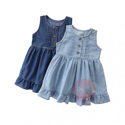 JINXI Jean children's cotton dress with ruffled edges