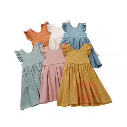 JINXI Flax cotton dewy back pigmented retro children's dress