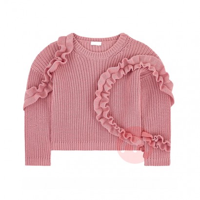 Misswinnie Baby winter sweater with cute pink wavy edge