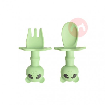 Baby soft silicone spoon and fork set