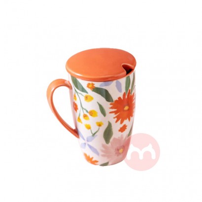 Flower pattern colored glaze water cup