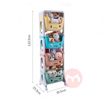 Children's toys four layer plastic storage rack movable