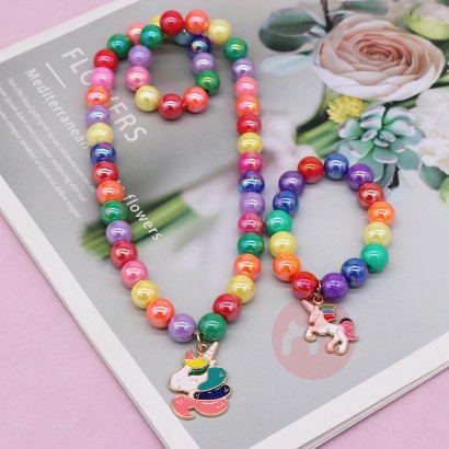 Colorful Unicorn charm children Necklace Bracelet