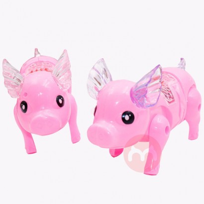 Electric walking singing luminous toy pig