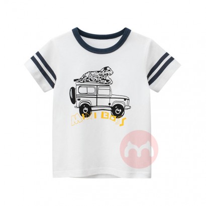 27kids Car Dinosaur Baby 100% cotton retro boy T-shirt