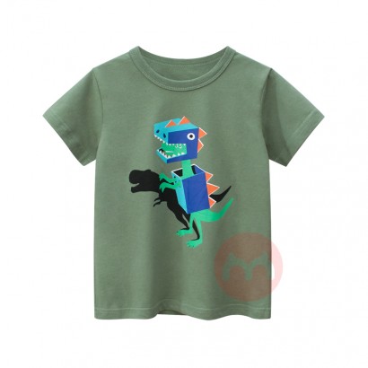 27kids Cartoon Dinosaur T-shirt o collar boy