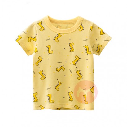 27kids Cute little yellow dinosaur cotton children's T-shirt