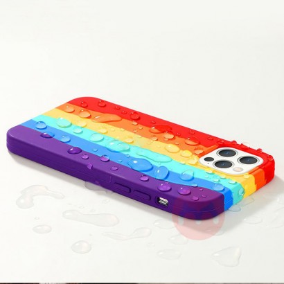 Rainbow color silicone non slip mobile phone case